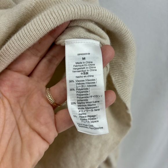 Madewell Women’s Medium Shirred Balloon Sleeve Turtleneck Sweater Cream Knit - Picture 9 of 11